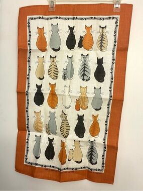 Vintage Ulster Weavers Irish Linen Cats in Waiting Tea Towel Made in Ireland